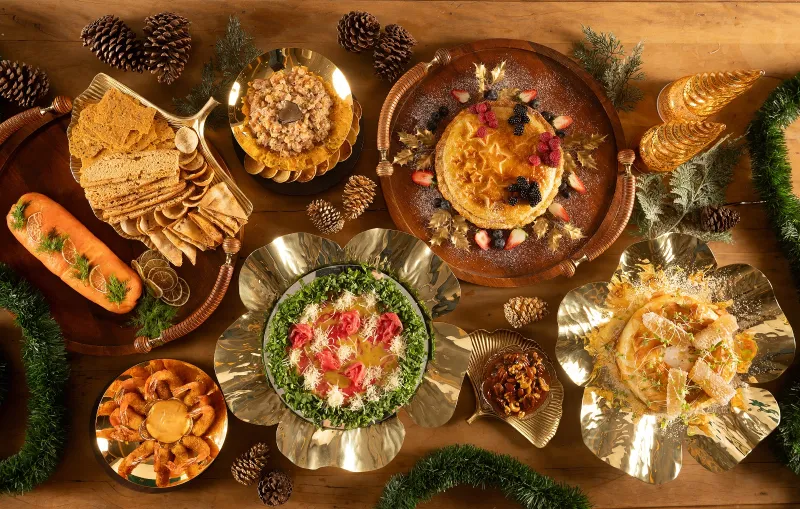 Mesa de entradas e antepastos de Natal da Casa Petri